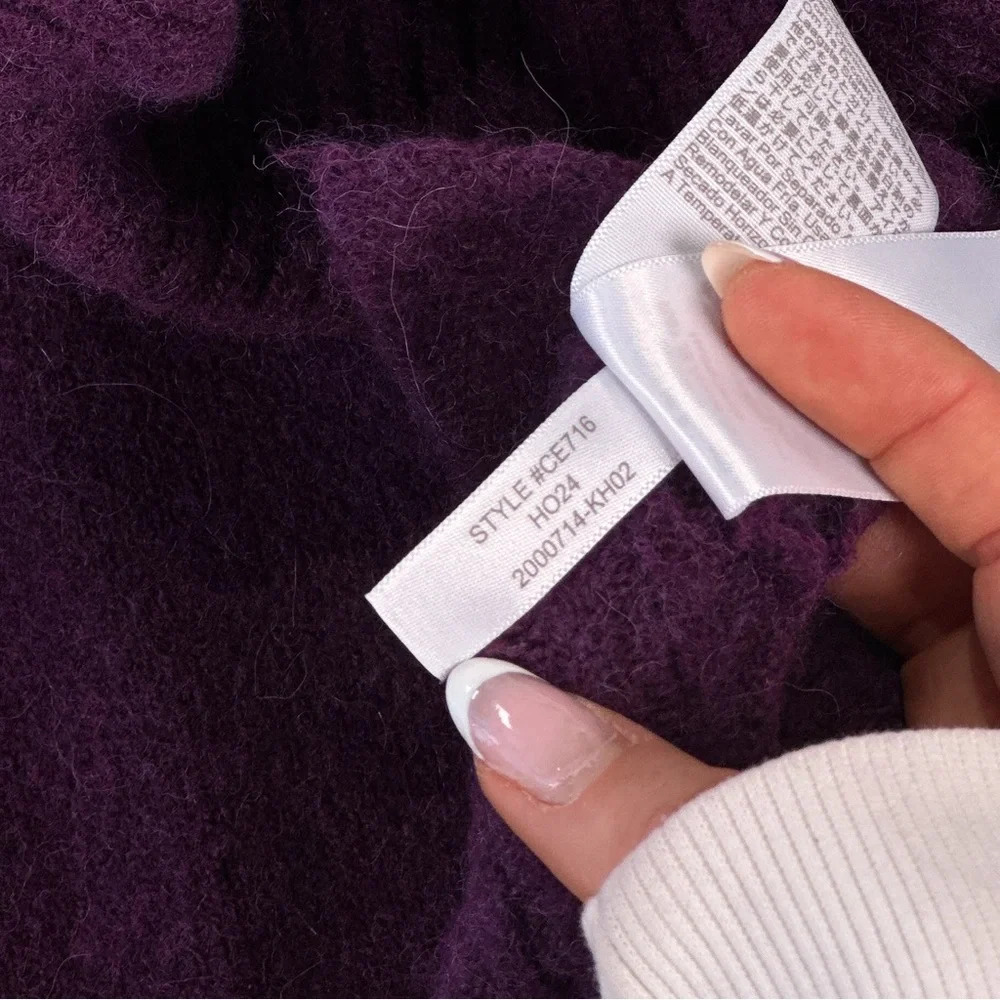 J Crew Women’s Alpaca Blend Turtleneck Sweater Purple Knit M - Picture 9 of 11